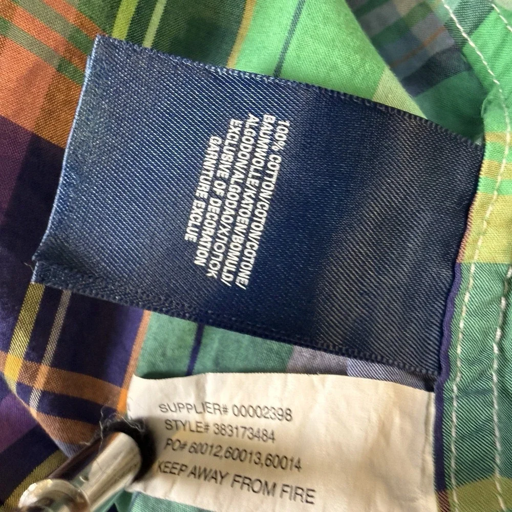 Ralph Lauren Boys Long Sleeve Button-Up Shirt, Plaid, Size M (10-12) Blue Green